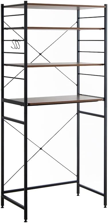 Simple and modern wooden top, steel frame, 80cm wide, trash can rack
