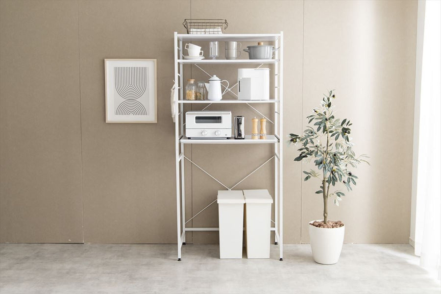 Simple and modern wooden top, steel frame, 80cm wide, trash can rack