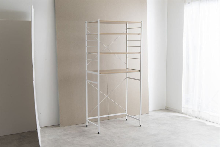 Simple and modern wooden top, steel frame, 80cm wide, trash can rack