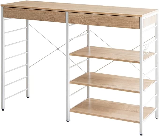 Simple and modern wooden top, steel frame, 120cm wide, trash can rack