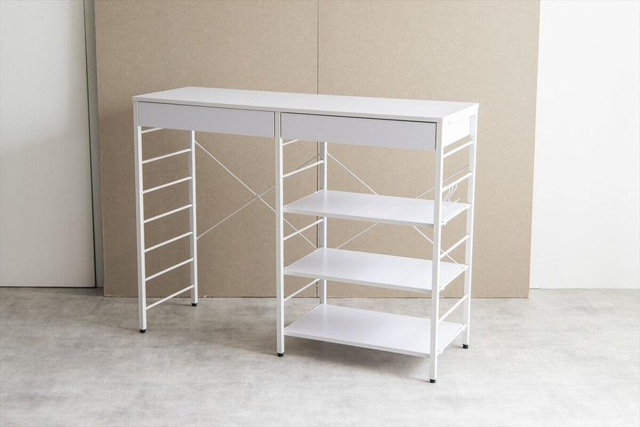 Simple and modern wooden top, steel frame, 120cm wide, trash can rack