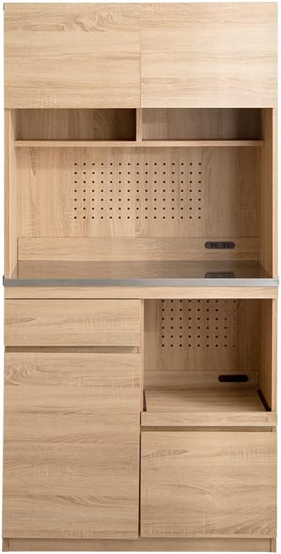 Nordic modern wooden stainless steel tableware cabinet