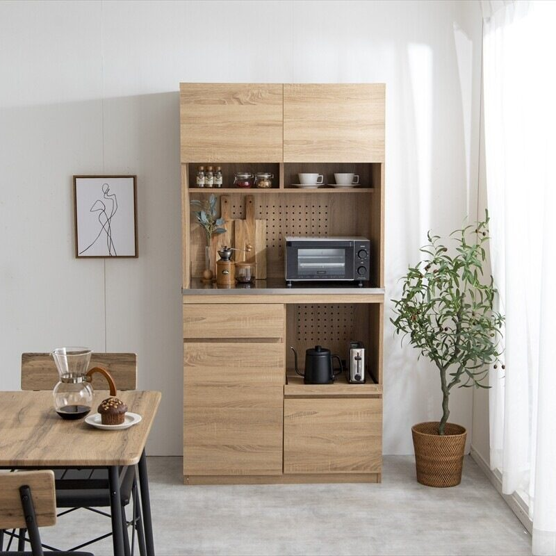 Nordic modern wooden stainless steel tableware cabinet