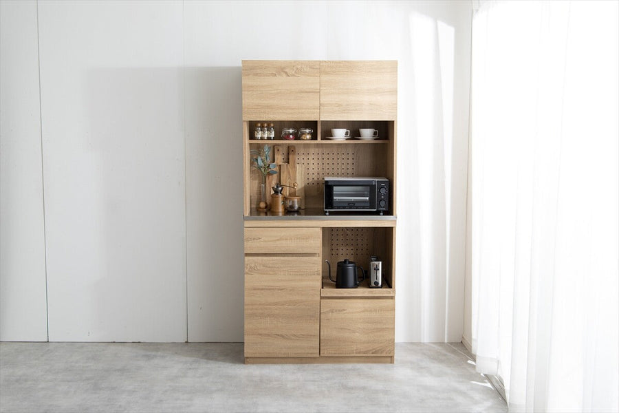 Nordic modern wooden stainless steel tableware cabinet