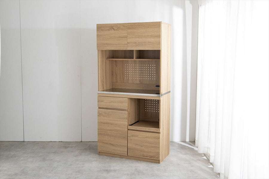 Nordic modern wooden stainless steel tableware cabinet