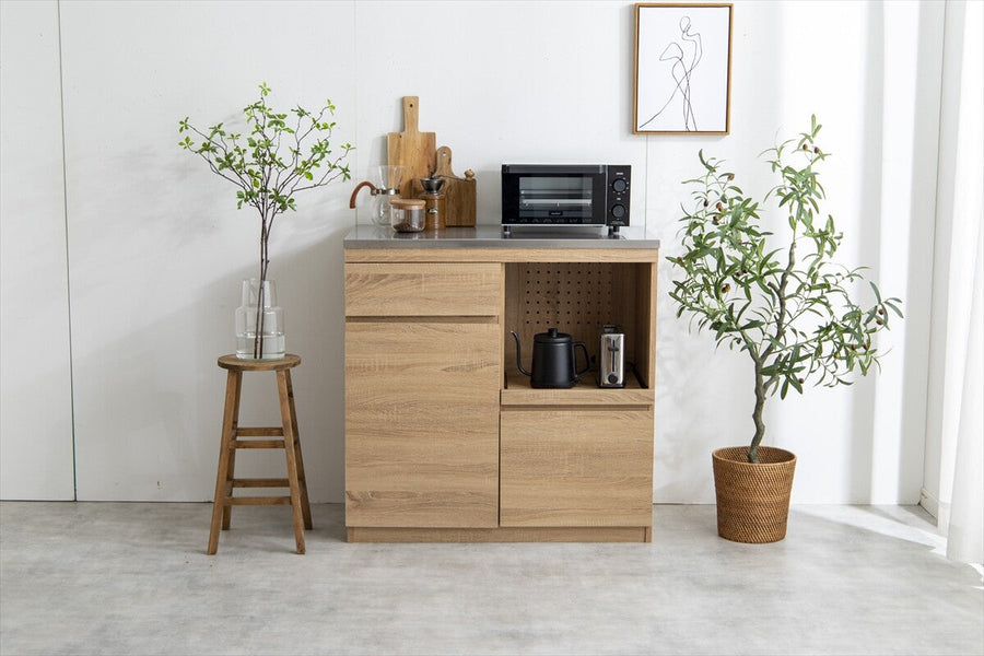 Nordic modern wooden stainless steel top range stand