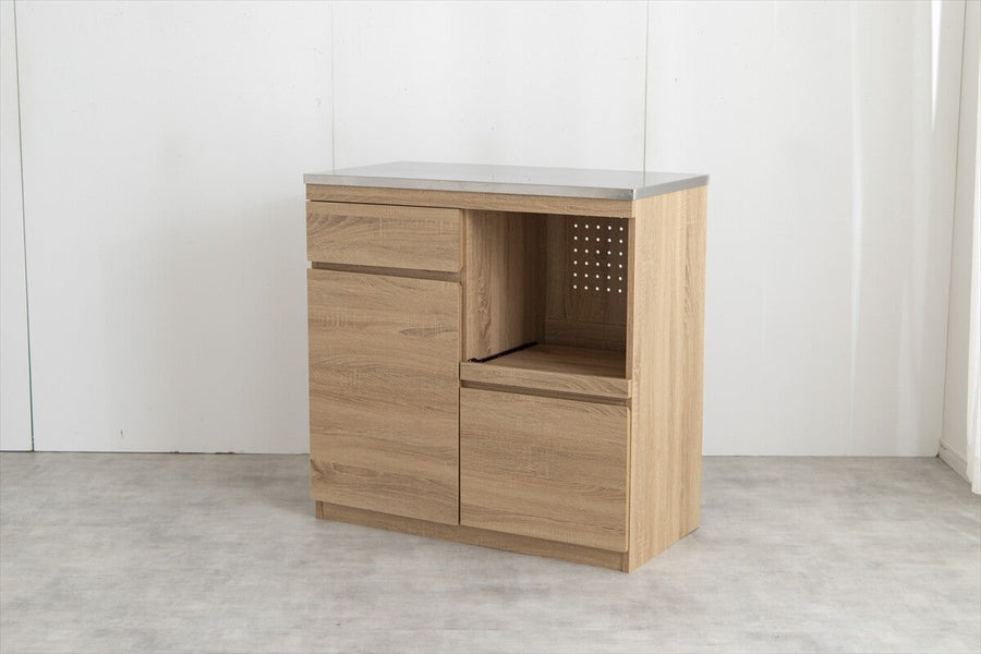 Nordic modern wooden stainless steel top range stand