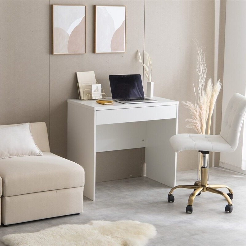 Scandinavian modern wooden desk with outlet, USB port and drawer