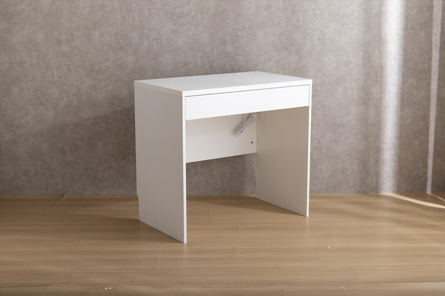 Scandinavian modern wooden desk with outlet, USB port and drawer