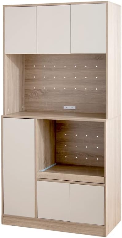 Scandinavian modern wooden two-tone kitchen storage with two outlets