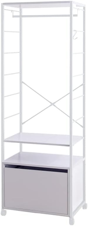 Modern wooden top steel frame clothes rack with drawers