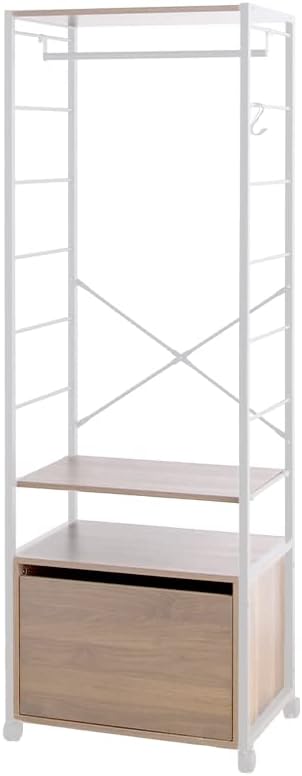 Modern wooden top steel frame clothes rack with drawers