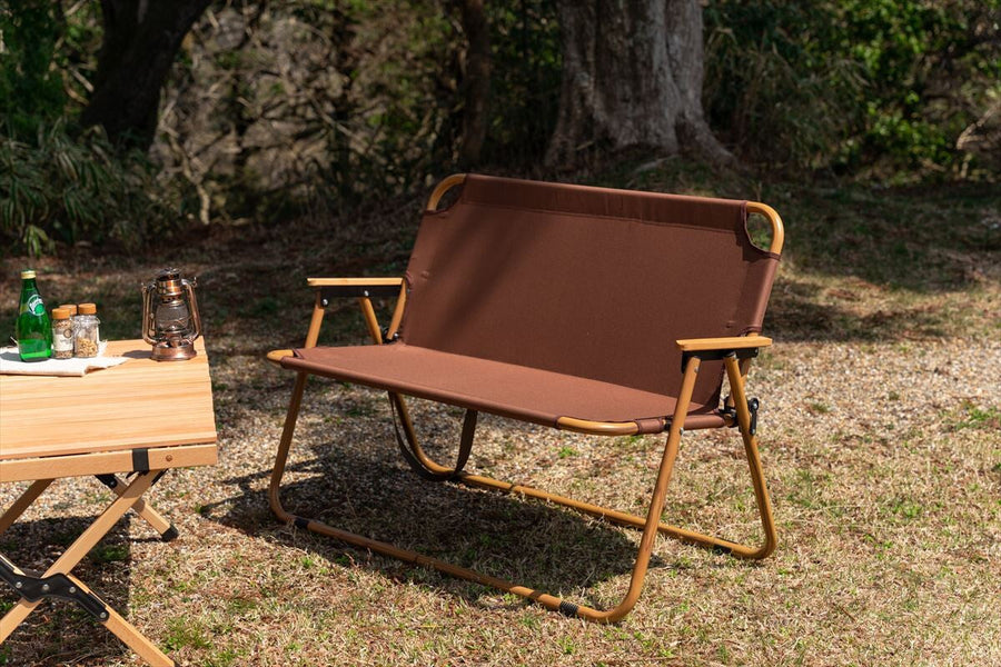 Natural 2-seater outdoor folding bench chair