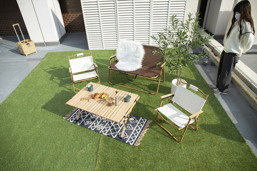 Natural 2-seater outdoor folding bench chair