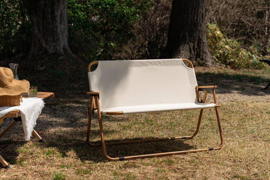 Natural 2-seater outdoor folding bench chair
