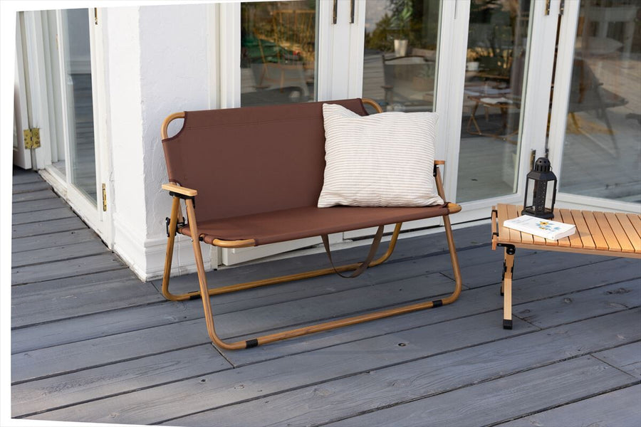 Natural 2-seater outdoor folding bench chair