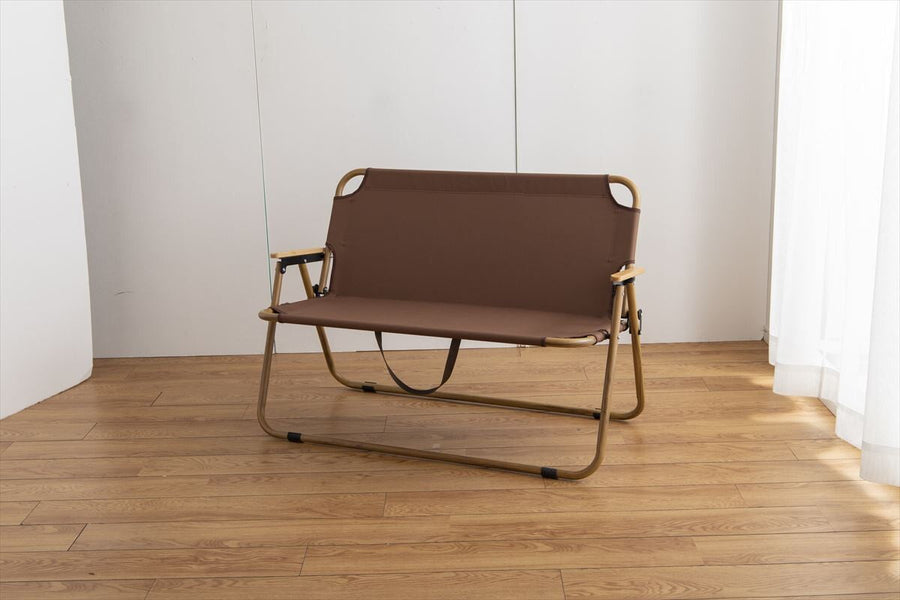 Natural 2-seater outdoor folding bench chair