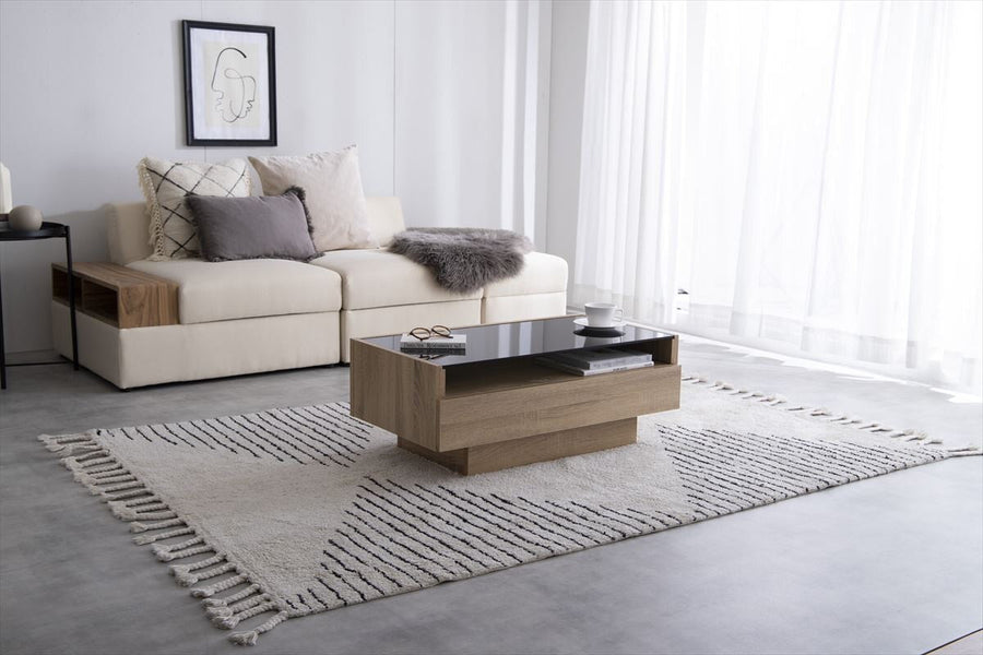Modern wooden glass top center table