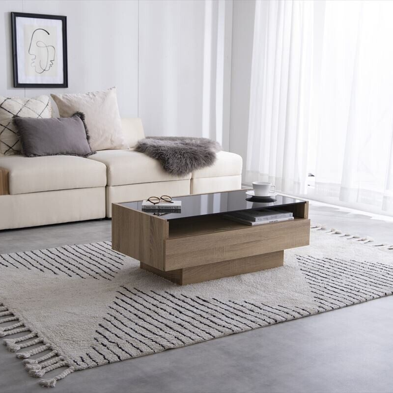 Modern wooden glass top center table