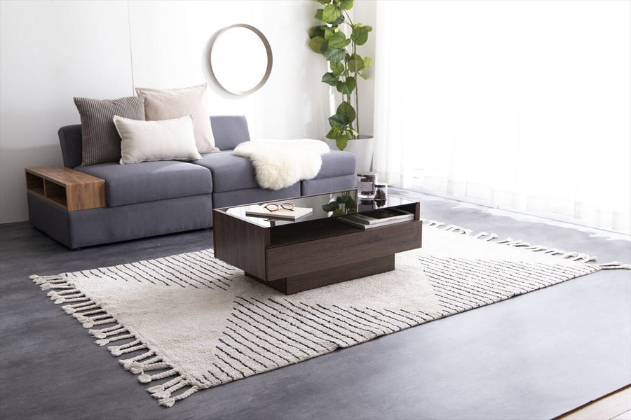 Modern wooden glass top center table