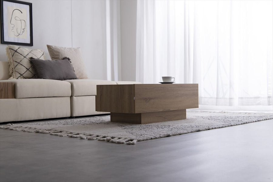 Modern wooden glass top center table