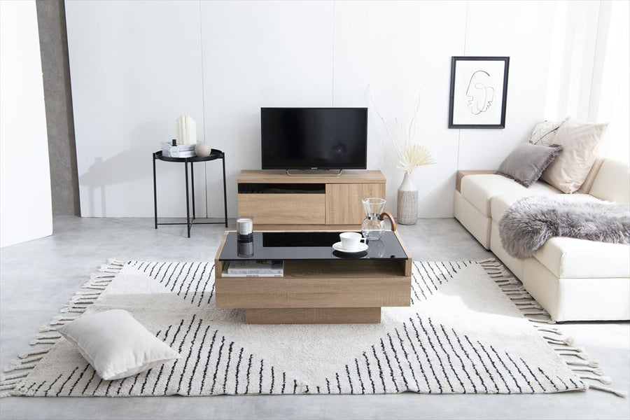 Modern wooden glass top center table