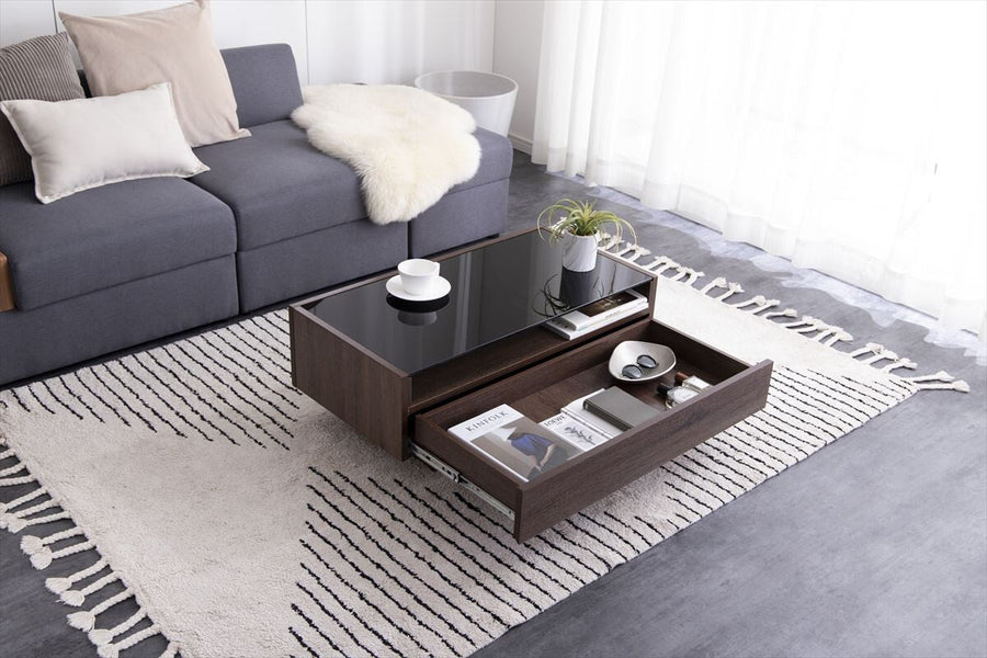 Modern wooden glass top center table
