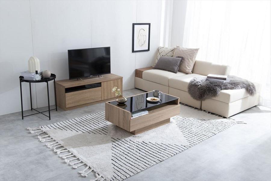 Modern wooden glass top center table