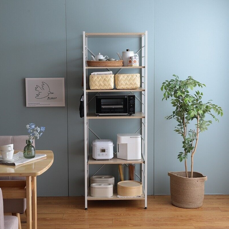 Simple and modern, wooden top, steel frame, slim type range rack