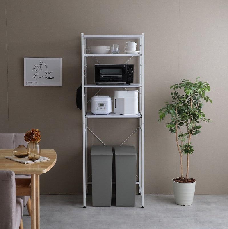 Simple and modern wooden top, steel frame, 60cm wide, trash can rack