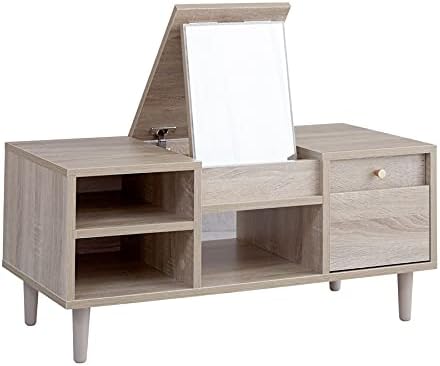 Nordic natural wooden dresser table with storage