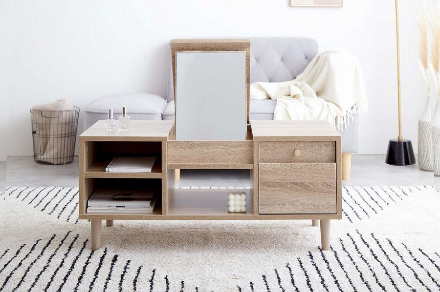 Nordic natural wooden dresser table with storage