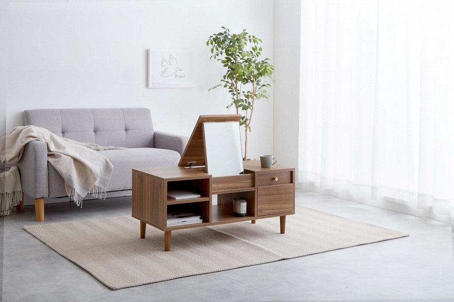 Nordic natural wooden dresser table with storage