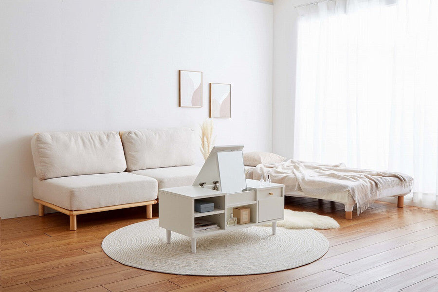 Nordic natural wooden dresser table with storage