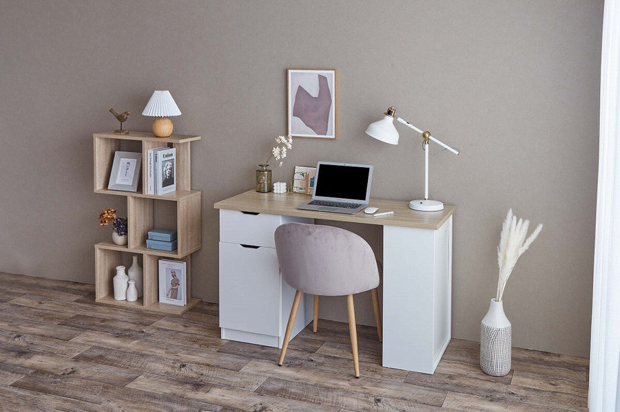 Simple modern wooden desk with storage space, 120cm wide