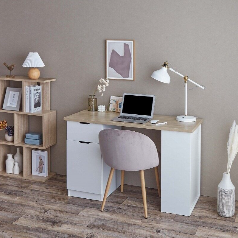 Simple modern wooden desk with storage space, 120cm wide