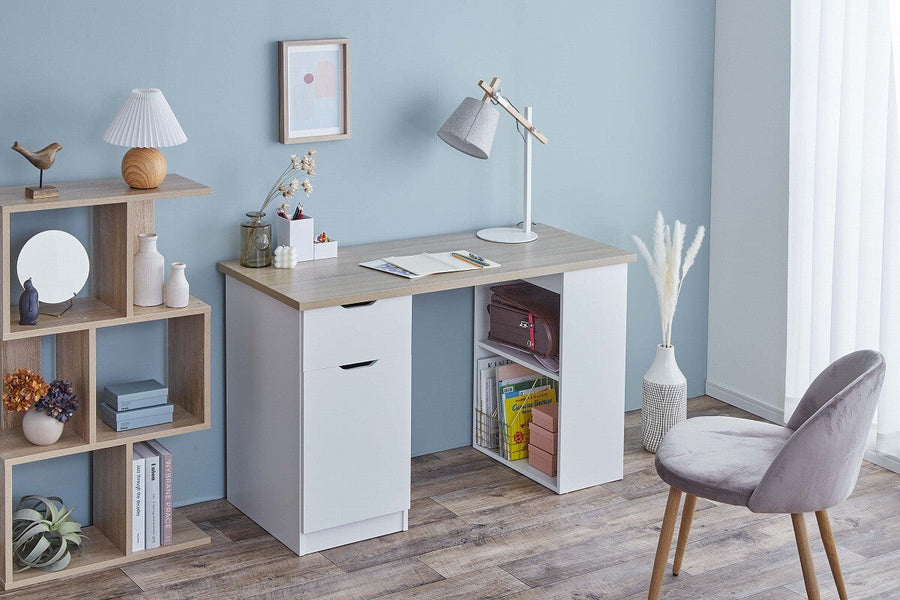 Simple modern wooden desk with storage space, 120cm wide