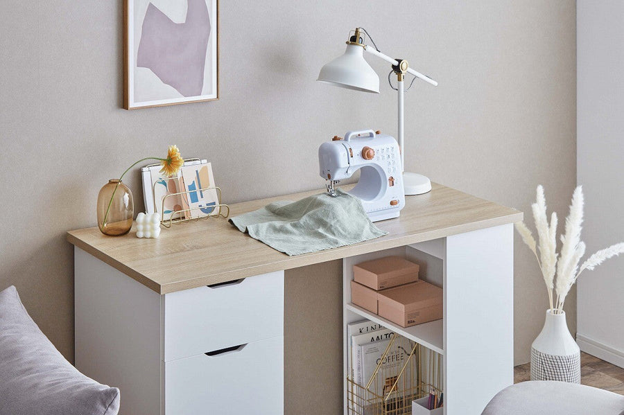 Simple modern wooden desk with storage space, 120cm wide