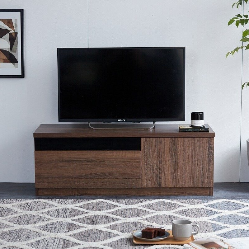 Simple modern wooden black panel with infrared transparent panel TV stand