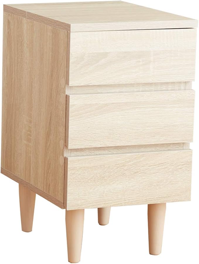 Scandinavian natural wooden 3-drawer side chest