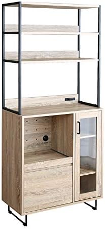 Modern wooden steel leg open shelf kitchen storage