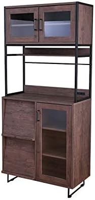 Retro modern steel frame glass door kitchen storage