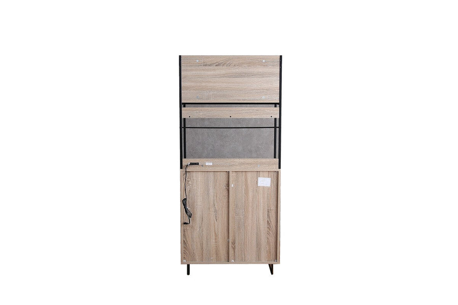 Retro modern steel frame glass door kitchen storage