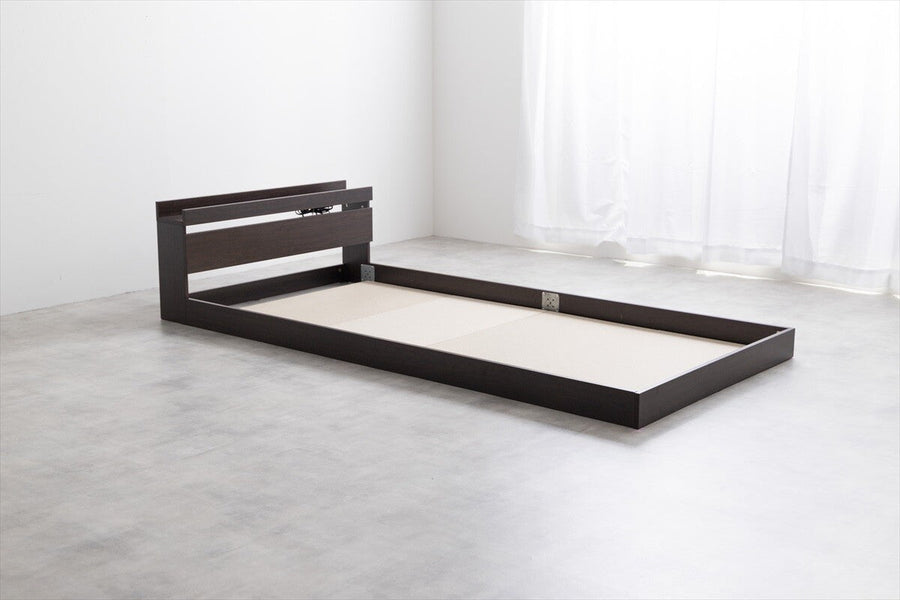 Simple modern wooden bonnell mattress, floor double bed with headboard