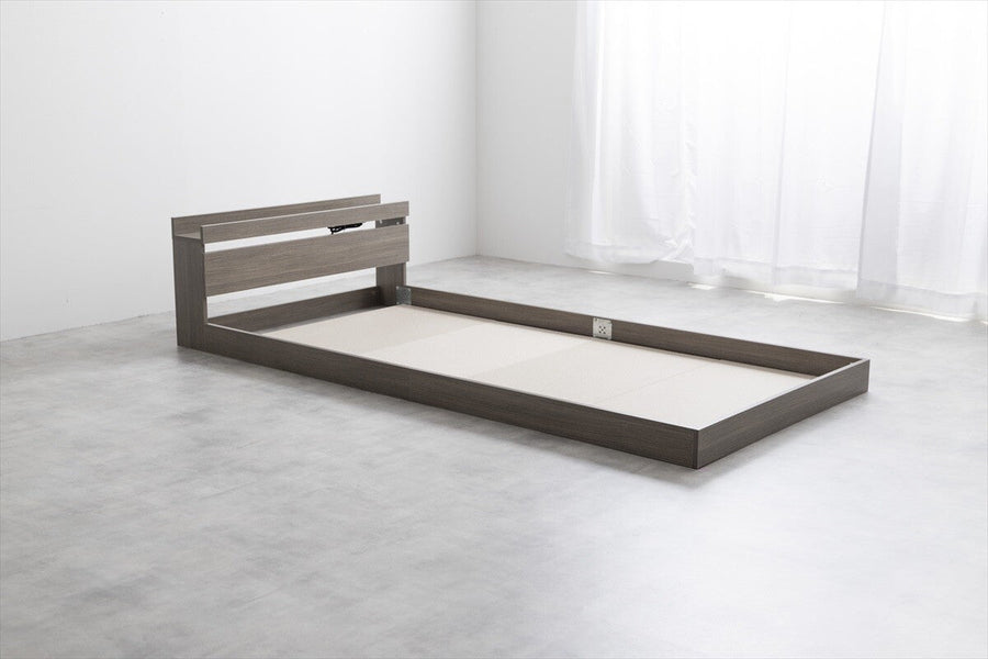 Simple and modern wooden bonnell mattress, floor semi-double bed with headboard
