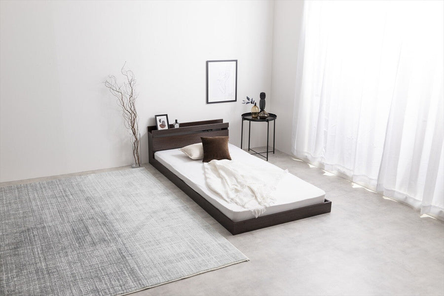 Simple modern wooden bonnell mattress, floor double bed with headboard