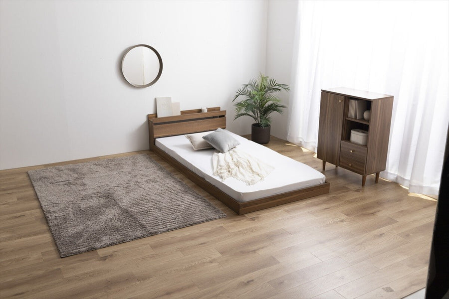 Simple and modern wooden bonnell mattress, floor semi-double bed with headboard