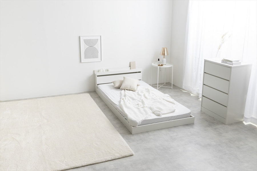 Simple modern wooden bonnell mattress, floor double bed with headboard