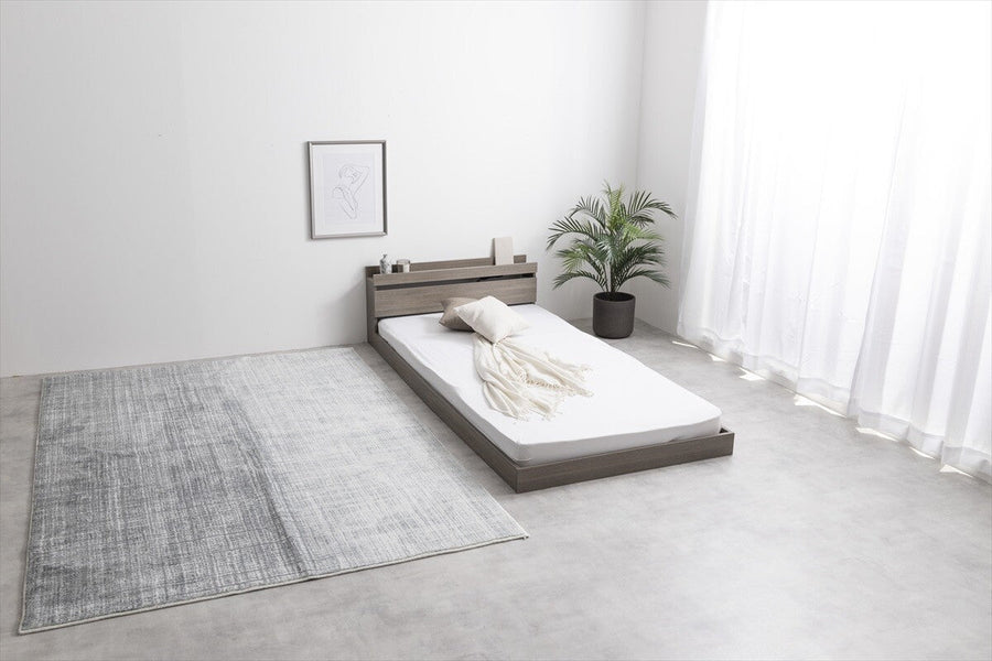 Simple modern wooden bonnell mattress, floor double bed with headboard