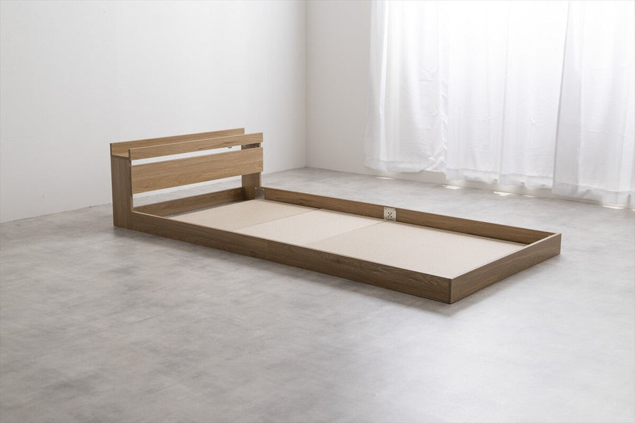 Simple and modern wooden bonnell mattress, floor semi-double bed with headboard
